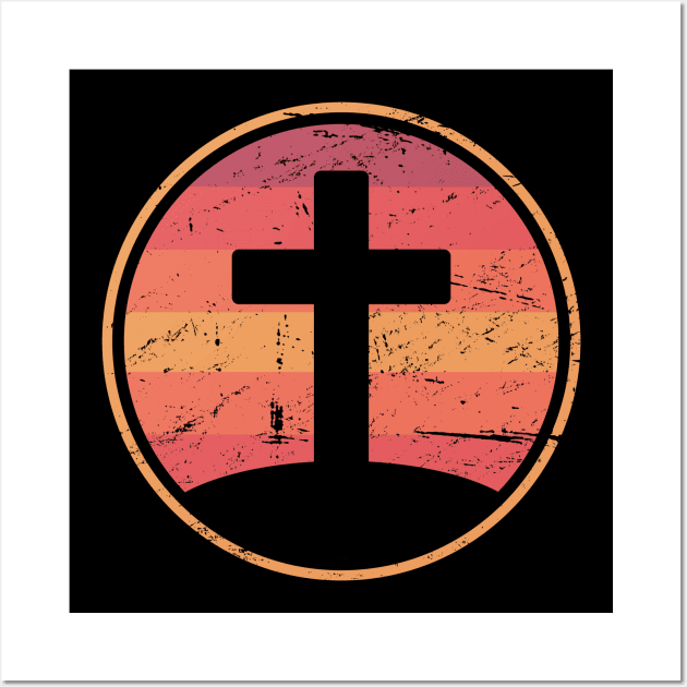 Retro Christian Cross Of Jesus Wall Art by MeatMan